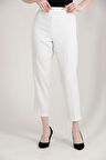 Balenbi 1004 Beyaz Battal Beden Havuç Paça Yüksek Bel Likralı Kadın Pantolon