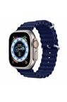 Apple Watch Ultra 49mm Renkli ​​​​KRD-75 Silikon Metal Tokalı Kordon