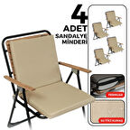 XPERMATE 4'lü Arkalıklı Sandalye Minderi Fermuarlı 40x40 Sırtlıklı Sandalye Minderi Bej 