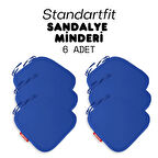 XPERMATE 6'lı  StandartFit Oval Sandalye Minderi Fermuarlı Yıkanabilir Kılıf Bağcıklı Su ve Yağ İtici 42x42x5 Mavi