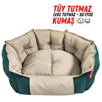 XPERMATE Kedi Yatağı Ve Köpek Yatağı Tüy Tutmaz Kumaş, Su Itici Kumaş 75x80x28  Yeşil Bej Biscuit