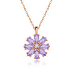 925 Ayar Gümüş Rose Lila Çiçek Kadın Gümüş Kolye