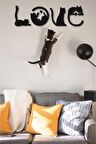 Kedi Tablosu LOVE Duvar Yazısı Dekoratif Tablo Ahşap Duvar Tablosu 
