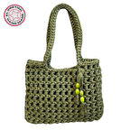 Uretti - Emine 9106 El Örgüsü Ahşap Boncuk Detaylı Penye Kumaş Omuz Çantası