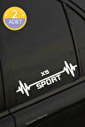 BMW X5 Nabız Kalp Atışı Ritim X5 Araç Uyumlu Oto Sticker 2 Adet Beyaz 20*7CM