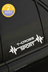 Volkswagen T-Cross Nabız Kalp Atışı Ritim T-Cross Araç Uyumlu Oto Sticker 2 Adet Beyaz 20*7CM