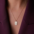 Dikdörtgen Plaka Gündüz Gece Kolye