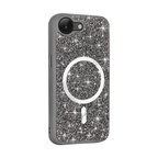 iPhone 16E Kılıf Pırlanta Tasarımlı Kablosuz Şarj Özellikli Mozaik Silikon Kapak