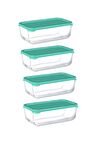 Paşabahçe 53743 Cam Saklama Kabı Plastik Kapaklı 4 Lü 1200