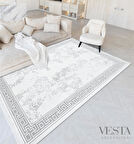 Vesta Koleksiyonu Akrilik Dokuma Saçaklı Halı 3753 Gri