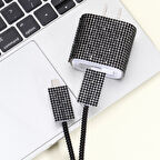 Işıltılı Taşlı Lüx Şarj Aleti Koruyucu 4in1 Set