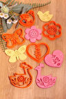 Iskandinav Desenli Kelebek Kalp Kuş Çiçek Kuğu 5'li Set Kurabiye Kalıbı Ve Hamur Şekillendirici