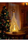Alev Efektli Titreyen Led Mum Işıklı Yılbaşı Noel Çam Ağacı Dekoratif Biblo 25 cm