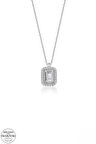 SWAROVSKİ TAŞLI  ZİRCONİA KARE BAGET PIRLANTA MONTÜR  925 AYAR GÜMÜŞ KOLYE