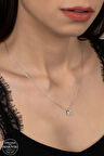 SWAROVSKİ CRYSTAL TEK TAŞ BAGET  925 AYAR GÜMÜŞ KOLYE