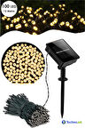 Technojet 100 Ledli 12 Metre Solar Şerit Bahçe Dekorasyon Aydınlatma Led Sarı Işık Güneş Enerjili