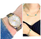 Ferrucci Çelik Sade Şık Su Kadın Kol Saat+Nazarlıklı Takı Set Hediyeli