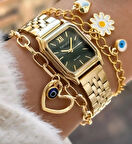 Ferrucci Milano Zarif Minimal Kare Kasa Çelik Kadın Kol Saati+Bileklik Hediye