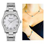 Ferrucci Çelik Su Geçirmez Modern Tasarım Şık Kadın Kol Saat+Nazarlıklı Set Hediye