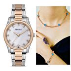 Ferrucci Çelik Su Geçirmez Modern Tasarım Şık Kadın Kol Saat+Nazarlıklı Set Hediye