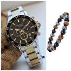 Ferrucci Fonksiyonlu&Takvimli Çelik Erkek Kol Saati+Bileklik Hediye