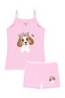 Öts Kız Çocuk Atlet Boxer Likralı Pembe Köpek (%96 Pamuk - %4 Elastan)
