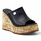 Mammamia D24YT-2110 Deri Dolgu Topuk Kadın Terlik