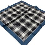 Levidor Siyah Beyaz Desenli Tivil İpek Eşarp 0005