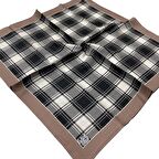 Levidor Siyah Beyaz Desenli Tivil İpek Eşarp 0009