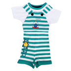 Erkek Bebek Yeşil Beyaz Çizgili Tişörtlü Tulum
