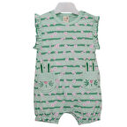 Kız Bebek Yeşil Çiçekli Çizgili Cepli Tulum