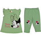 Kız Bebek Yeşil Mickey Mouse Desenli Taytlı 2'li Takım