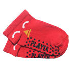 Unisex Kırmızı Siyah Player Yazılı Kaymaz Taban Soket Çorap