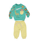 Erkek Bebek Yeşil Cepli Maymun Baskılı 2'li Takım