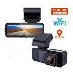 4K Ultra Hd Araç İçi Kamera  Wi-Fi, GPS , Araç İçi + Arka Kamera Siyah