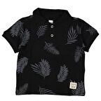 Erkek Çocuk Siyah Yaprak Desenli Polo Yaka Tişört