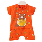 Erkek Bebek Nar Çicegi Ayılı Arılı Bal Baskılı Tulum