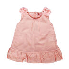 Kız Çocuk Somon Omzu Çiçekli Viskon Elbise