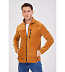 Genius Store Erkek Camel Polar Tam Fermuarlı 3 Cepli Outdoor Ceket Tacticale