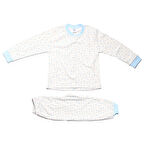 Kız Çocuk Beyaz Mavi Yıldız Baskılı Çıtçıtlı Pijama Takımı