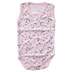 Kız Bebek Pembe Ay Yıldız Askılı Badi Zıbın