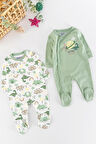 Dino Figürlü Uzun Kollu 2'li Erkek Bebek Tulum Takım