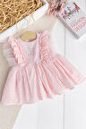 Fırfırlı Tüllü Sırt Dekolteli Yazlık Kız Bebek Elbise