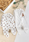 Ayıcık Baskılı Pamuklu 2'li Bebek tulum