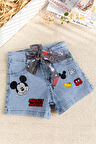 Fiğürlü Denim Şık Kot  Kız Çoşuk Şort