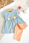 Taytlı Çiçekli Yazlık İkili Kız Çocuk Takım