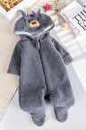 Kapüşonlu Welsoft Peluş Kışlık Kız/Erkek Bebek Tulum