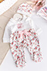 Çİçek Baskılı Bebe Yaka 100% Pamuk Kız Bebek Tulum