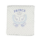 Erkek Bebek Ekru Mavi Prince Nakışlı Nohut Battaniye 80x90