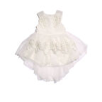 Kız Çocuk Ekru Fiyonklu Tüllü Elbise
